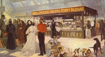 The Original Type of Open Penny Bazaar in the Public Market Hall, 1890 by English School